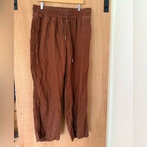 Quince wide leg 100% linen pants drawstring Coastal Grandmother relaxed size XL